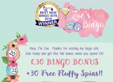 Zoe's Bingo: 300% Bingo Bonus + 30 Free Spins! - Top Bingo Sites